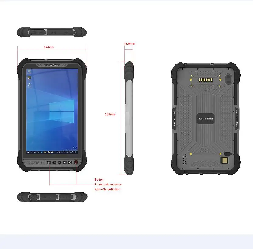 8 inch i5-8200y windows rugged tablets 1000nits LCD